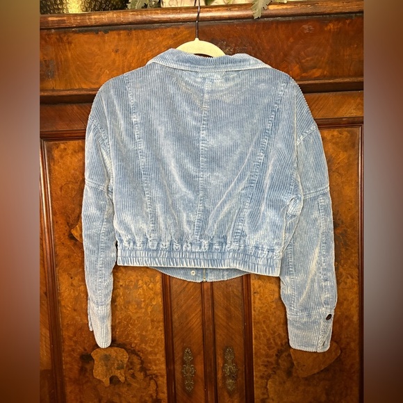 GUC Kancan- Reid Blue Corduroy Cropped Bomber Jacket. Size S - Picture 4 of 12